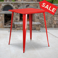 Flash Furniture CH-51040-40-RED-GG 31.5" Square Bar Height Red Metal Indoor-Outdoor Table